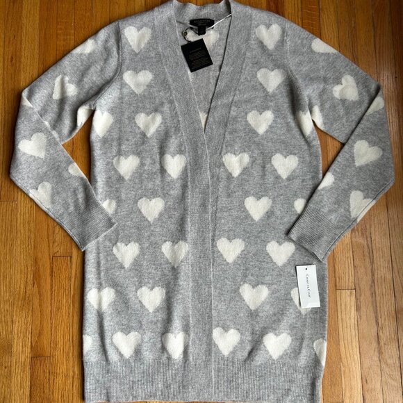 New W/tag Charter Club Grey Cashmere Cardigan S - Picture 1 of 4